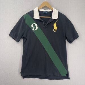 Vintage Polo Ralph Lauren Big Pony Polo Shirt Boys XL 18/20 Black Green Yellow